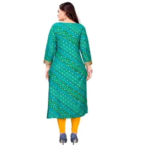 Green Printed Beautiful A-line Fashionable Full Kurta Assorted Rayon Kurti Set Pack of 1 ( Low Budget Product )