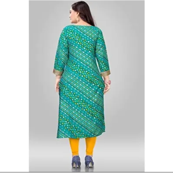 Green Printed Beautiful A-line Fashionable Full Kurta Assorted Rayon Kurti Set Pack of 1 ( Low Budget Product )