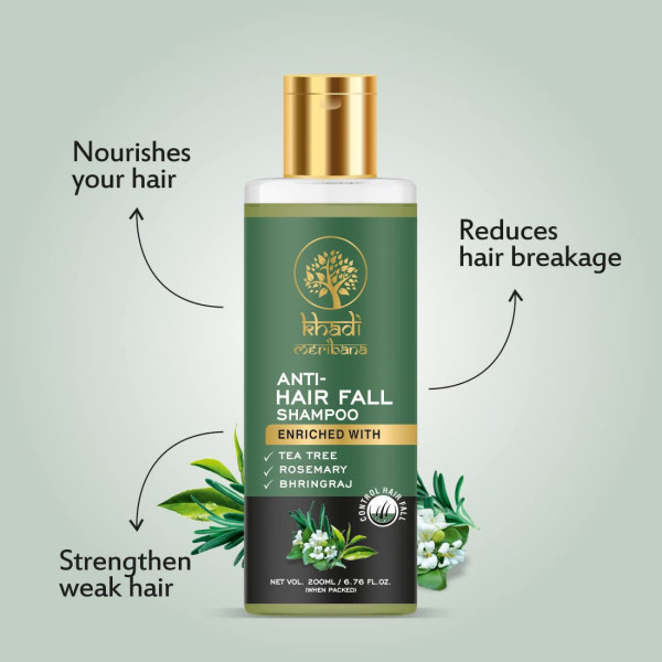 MeriBana Khadi Control Anti Hair Fall Shampoo with Tea Tree, Rosemary, and Bhringraj