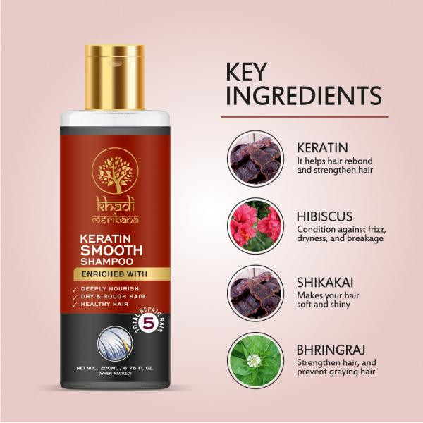 MeriBana Khadi India Keratin Smooth Hair Shampoo Total Repair (200 ml)