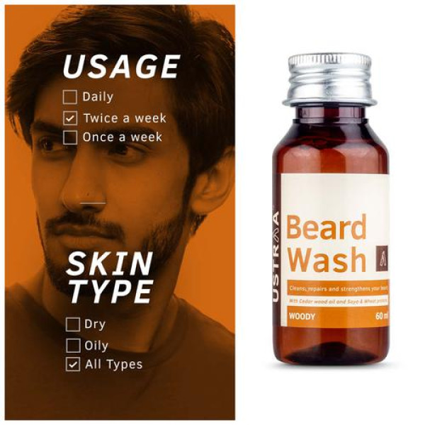 Ustraa Beard Growth Oil - For Men, Woody, 60 ml