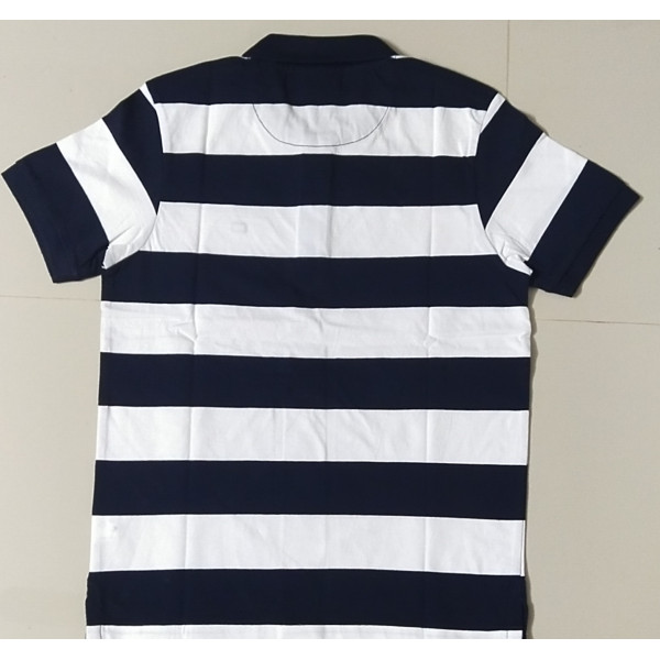 Polo Collar Printed Short Sleeves Branded T-shirt for Men (BLUE & WHITE) | ARROW