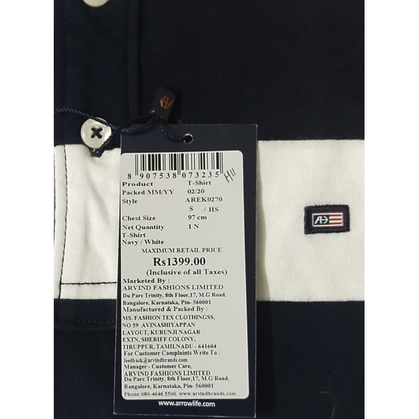 Polo Collar Printed Short Sleeves Branded T-shirt for Men (BLUE & WHITE) | ARROW
