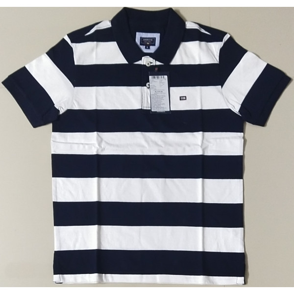 Polo Collar Printed Short Sleeves Branded T-shirt for Men (BLUE & WHITE) | ARROW