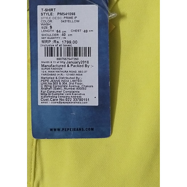 Polo Collar Printed Short Sleeves Branded T-shirt for Men (YELLOW) | PEPE JEANS [Leading Brand]