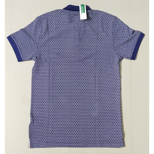 Polo Collar Printed Short Sleeves Branded T-shirt for Men (BLUE &RED) | UNITED COLOURS OF BENETTON