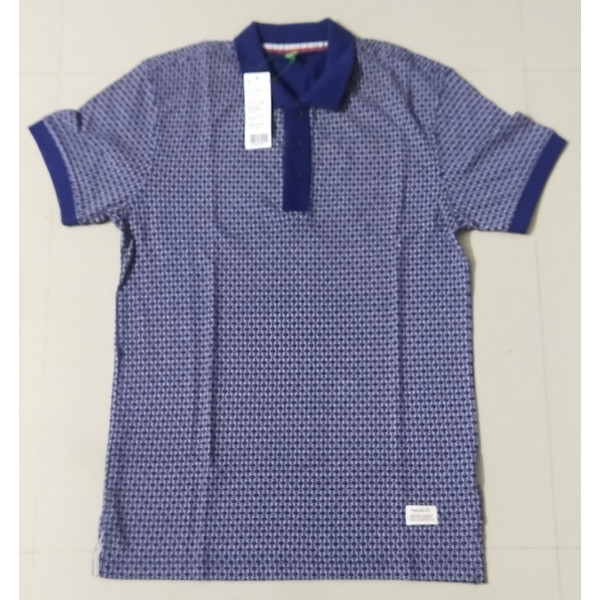 Polo Collar Printed Short Sleeves Branded T-shirt for Men (BLUE &RED) | UNITED COLOURS OF BENETTON