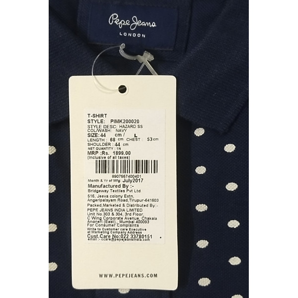 Polo Collar Short Sleeves Branded T-shirt for Men (NAVY BLUE) | PEPE JEANS