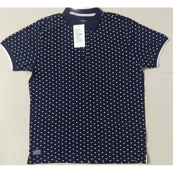 Polo Collar Short Sleeves Branded T-shirt for Men (NAVY BLUE) | PEPE JEANS