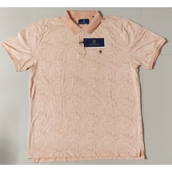 Polo Collar Printed Short Sleeves Branded T-shirt for Men (LIGHT ORANGE) | TRUE BLUE