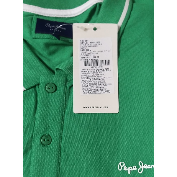Polo Collar Short Sleeves Branded T-shirt for Men (GREEN) | PEPE JEANS