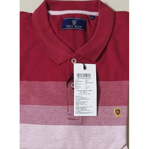 Polo Collar Short Sleeves Branded T-shirt for Men (RED) | TRUE BLUE