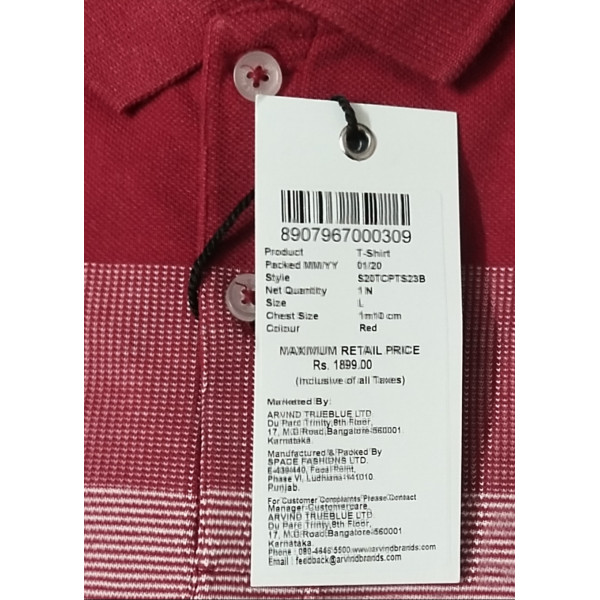 Polo Collar Short Sleeves Branded T-shirt for Men (RED) | TRUE BLUE