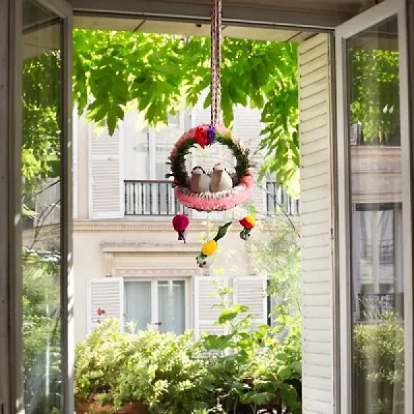 GR-Nature's Delight: Artificial Hanging Jute Bird Nest Chidiyan Ka Ghosla for Balcony and Garden Décor - Pack of 2 [Premium Product]      