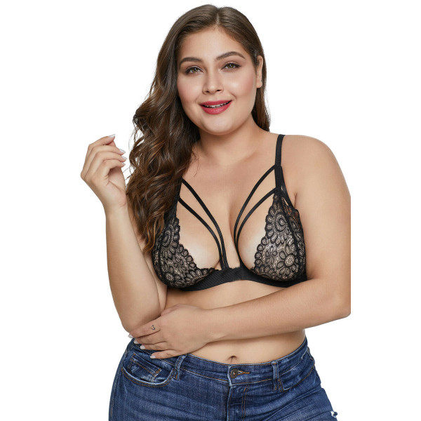 Plus size strappy lace Bralette  (Low Budget Product)