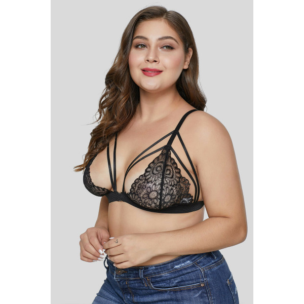 Plus size strappy lace Bralette  (Low Budget Product)