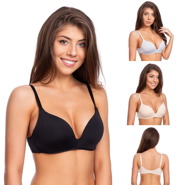 2 Pack Seamless Padded Underwired Push Up Bra ( Lo...