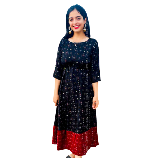 24 VEDIC Women's Cotton Rayon Stitched Kurti with ...