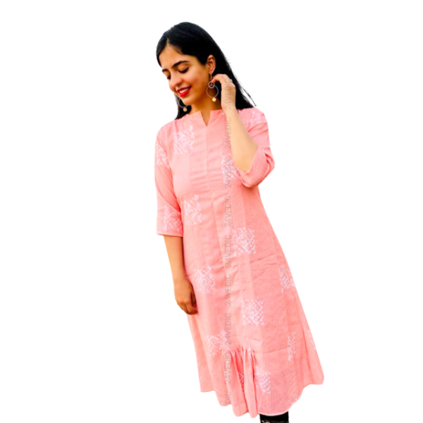 24 VEDIC Women's High quality Heavy Chiffon Muslin Kurti with Lining Round Neck & 3/4th Sleeve (Ready To Wear) Premium Product