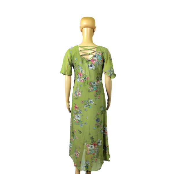 24 VEDIC Women's Quality Georgette Kurti with Lining Round Neck & 3/4th Sleeve (Ready To Wear, Green) Premium Product
