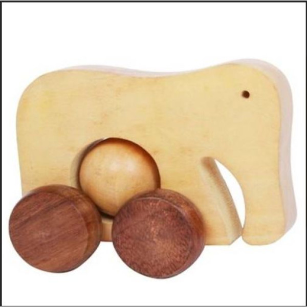 GR-Adorable Wooden Elephant Pull Along Toy with Wheels - Pack of 1 [Premium Product]