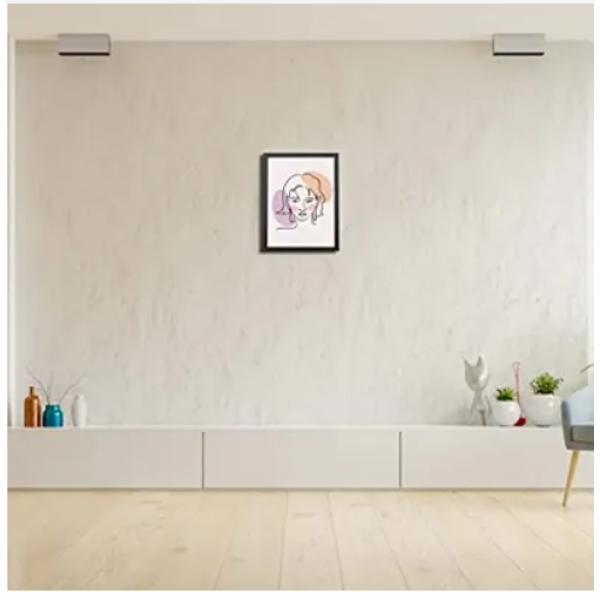 GR- "Empowering Women" Wall Hanging Art Frame short Hair Minimalist Line Drawing Wall Hanging Art Frame Photo With Glass [Low Budget Product]