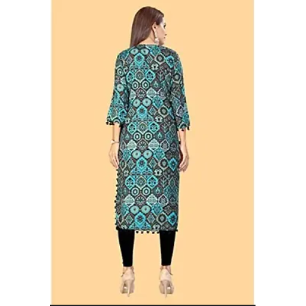 Beautiful Floral Digital Print Ploy Rayon Kurti Set Pack of 1 ( Low Budget Product )