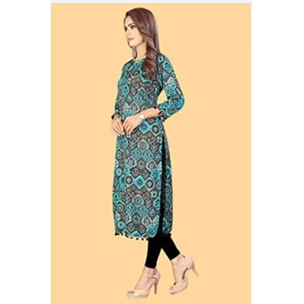 Beautiful Floral Digital Print Ploy Rayon Kurti Set Pack of 1 ( Low Budget Product )
