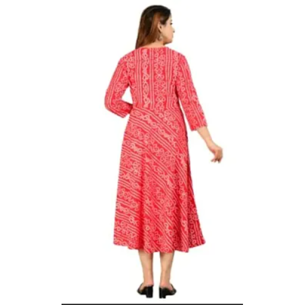 Anarkali Kurta Light Blue Print Flower Long Kurta Rayon Round Neck Printed Kurta For Women 