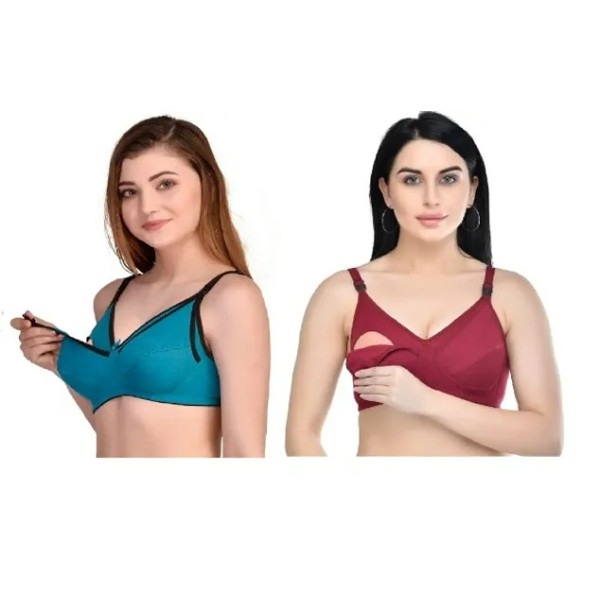 GR-Non-Padded Feeding Bra Set of 2 Soft and breath...