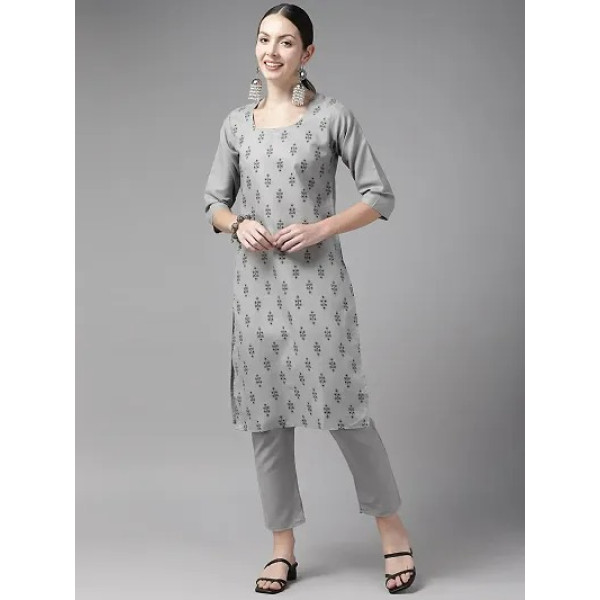 GR-Elevate Aarika Women's Grey Color Cotton Kurti ...