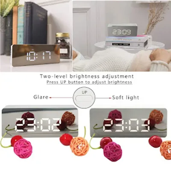 GR-Digital Alarm Clock with LED Display and Makeup Bedroom Mirror [Low Budget Product]