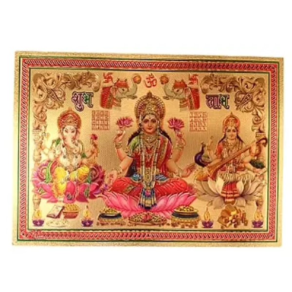 GR-Vibrant Diwali Decoration Sticker Set for Home/Office - Laxmi Ganesh, Paduka, Kuber Yantra, and Deepawali Stickers [Low Budget Product]