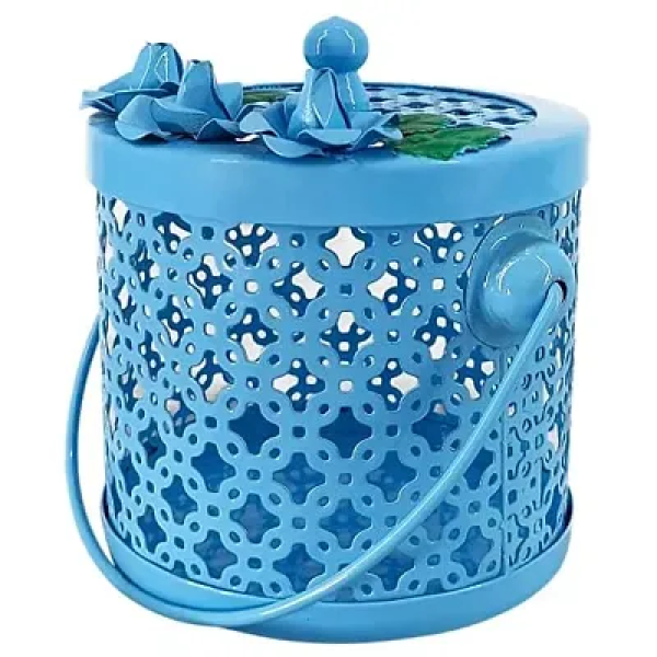 GR-Extreme Karigari Mini Jar Table Top Decorative | Kitchenware | Jar with Lid | 4.5 (Sky Blue) [Low Budget Product]