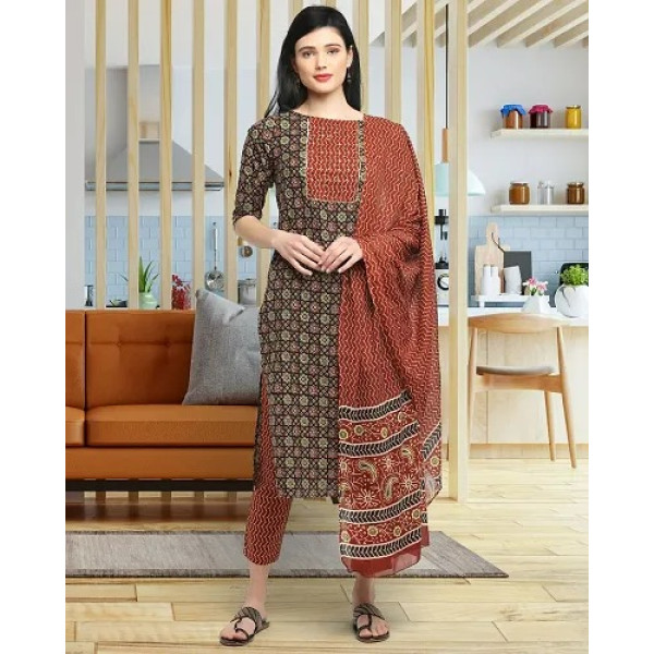 GR-Vibrant Multicoloured Cambric Cotton Kurta Bott...