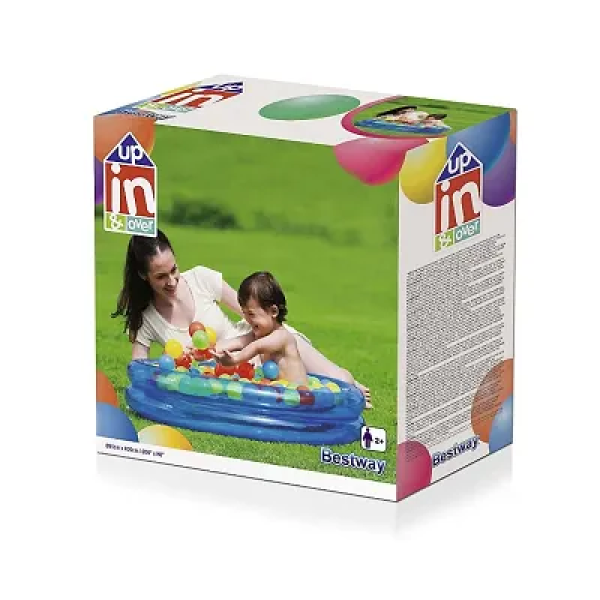 GR-Bestway Inflatable 3 Feet 2-Ring Ball Pit Play Swimming Pool Kids: An Exciting Multicolor Oasis of Fun[Premium Product]