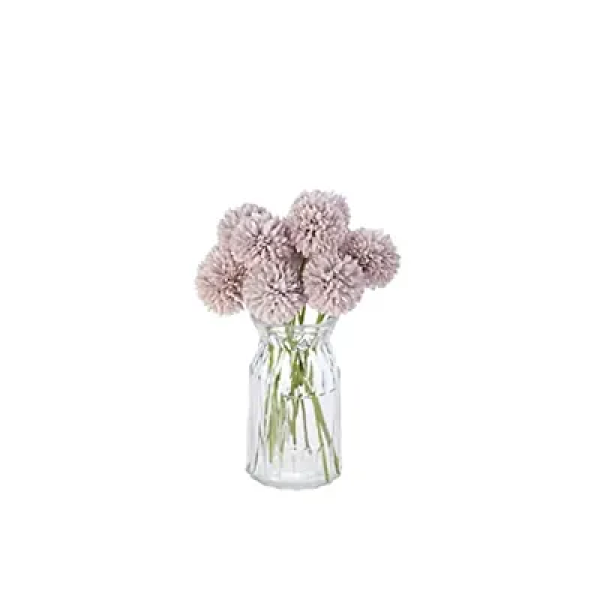 GR-SATYAM KRAFT 5 Pcs Artificial flower Chrysanthemum Ball Hydrangea Fake Flowers Sticks  (Without Vase Pot) (Silver Mauve Color)[Premium Product] 