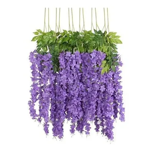 GR-Enliven Your Space with Deehome 9 Pcs Artificial Polyester Hanging Flower Wisteria Vines: A Perfect Décor for Home, Party, Wedding, Garden, and Outdoor Greenery[Premium Product]