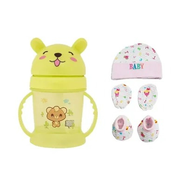 GR-Yellow Mittens Booty Combo Pack 300ml Handle Sipper Cap [Premium Product]