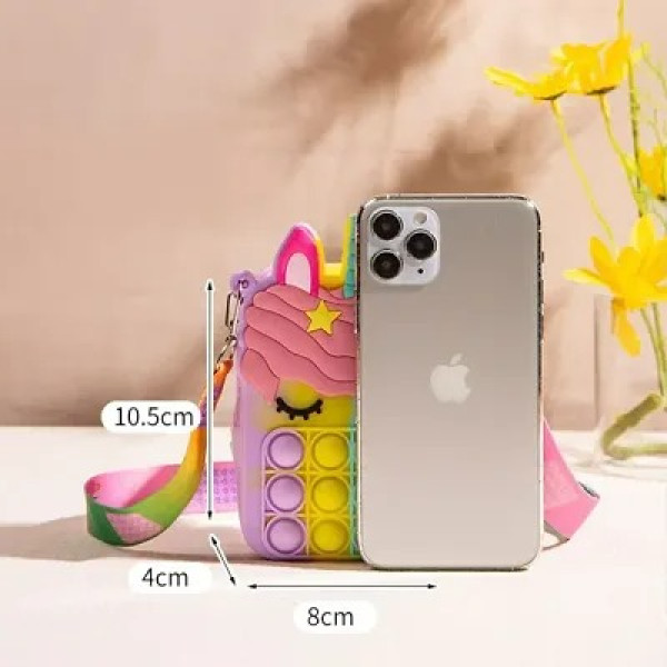 GR-Unicorn Design Led Light Silicon Cute Crossbody Pouch With Detachable Strap [Premium Product]