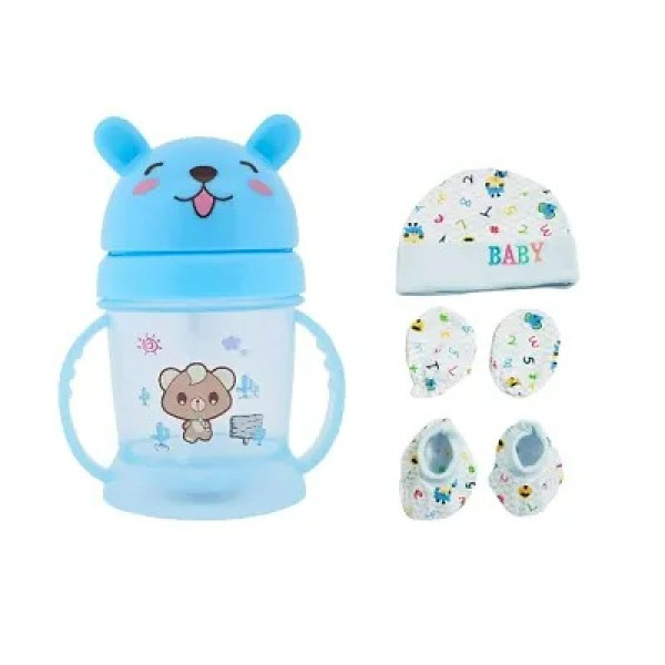 GR-Blue Mittens Booty Combo Pack 300ml Handle Sipper Cap [Premium Product]